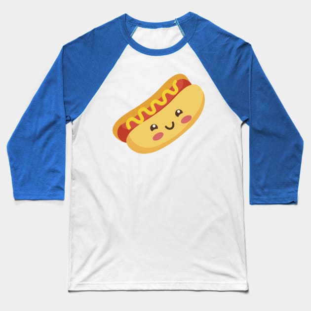 Cute Kawaii Hot Dog Baseball T-Shirt by MajorCompany